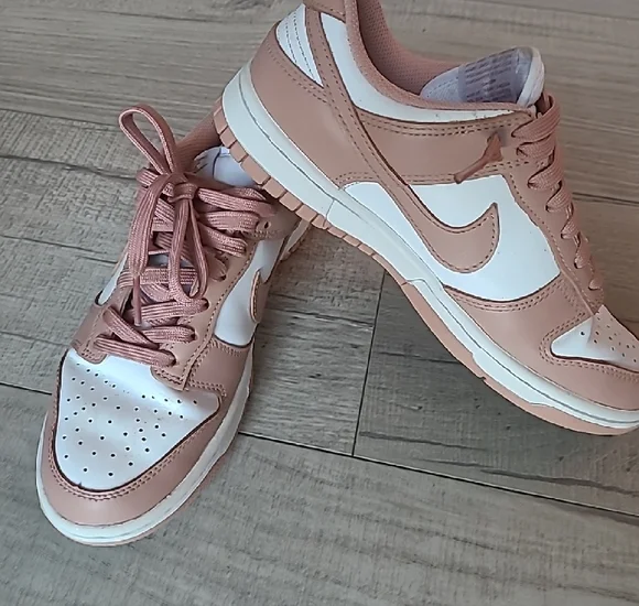 Nike Women's Dunks, Blush and White Sneakers - Picture 2 of 8